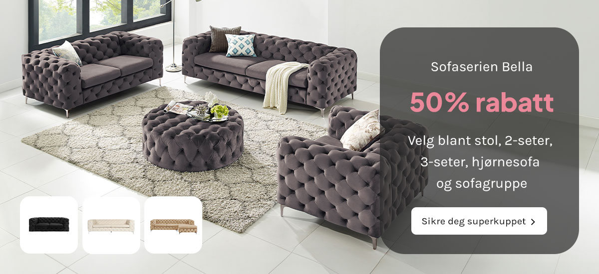 50% rabatt på vår mestselgende sofaserie