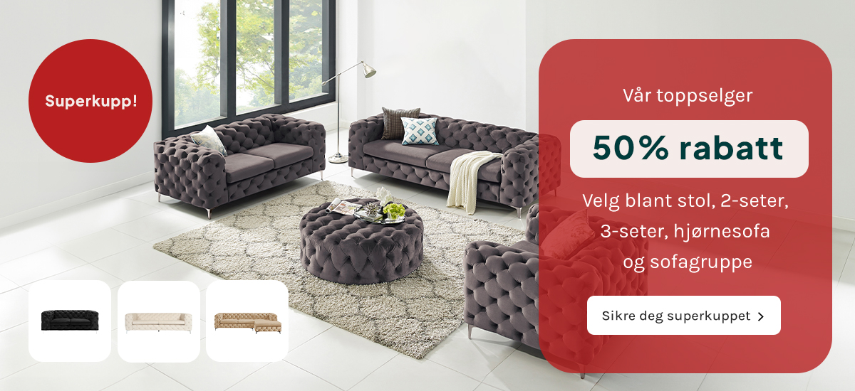 50% rabatt på vår mestselgende sofaserie